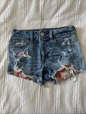 Women’s High-Rise Shortie Distressed Denim Shorts
